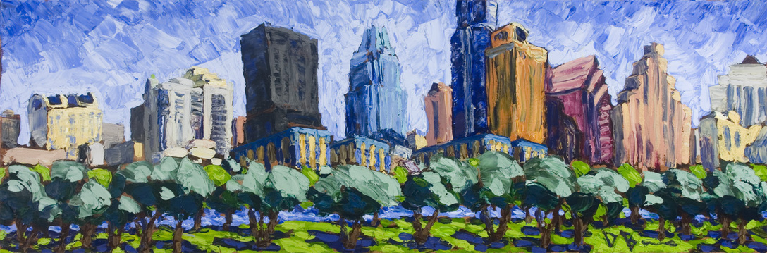 1088x359 Daniel Burns Austin Paintings - Austin Skyline Painting