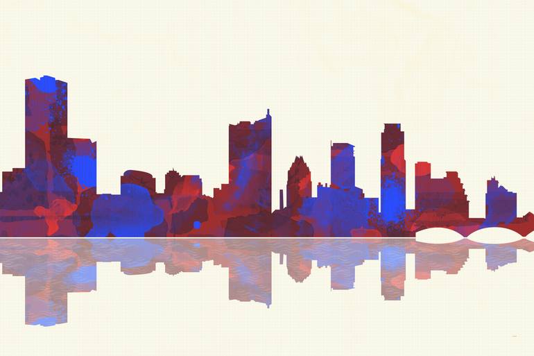 770x513 Saatchi Art Austin Skyline Painting By Marlene Watson - Austin Skyline Painting