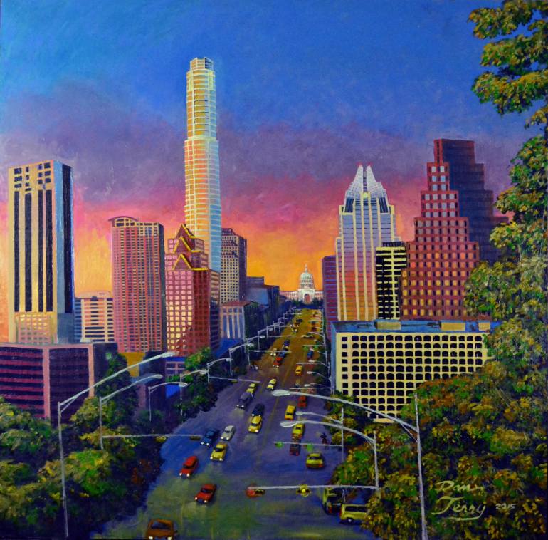 770x758 Saatchi Art Austin Skyline - Austin Skyline Painting