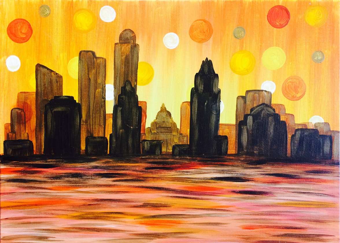 1176x840 Austin City Lights - Austin Skyline Painting