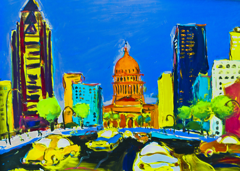 792x566 Austin Skyline Passing Through - Austin Skyline Painting
