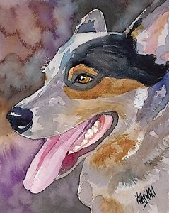 239x300 Australian Cattle Dog Art Print Signed By Artist Ron Krajewski - Australian Cattle Dog Painting