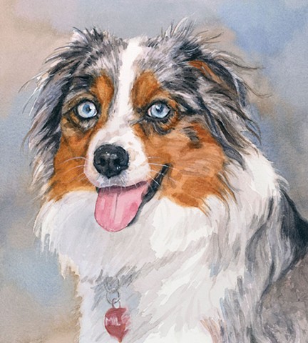 432x480 Edie Fagan - Australian Shepherd Painting