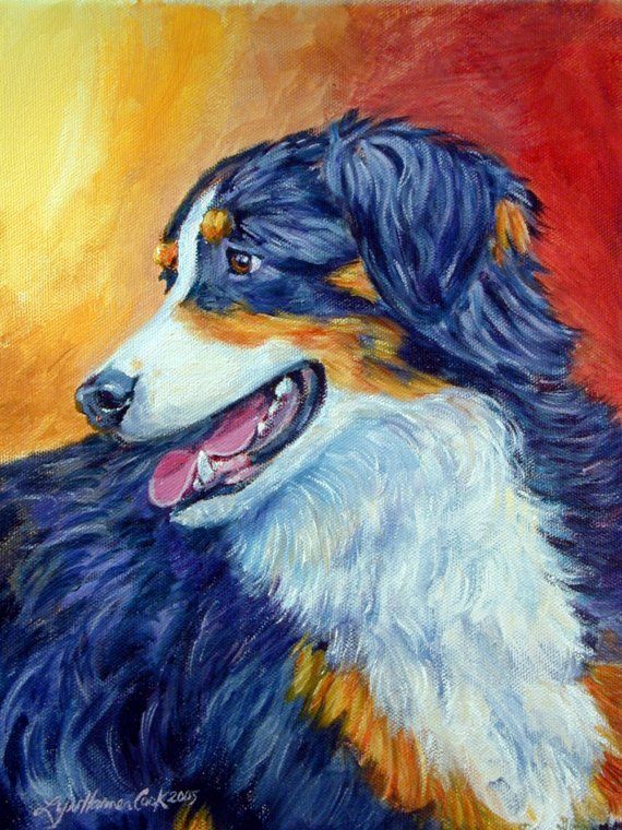 570x760 Australian Shepherd Dog Giclee Fine Art Print From My Original - Australian Shepherd Painting