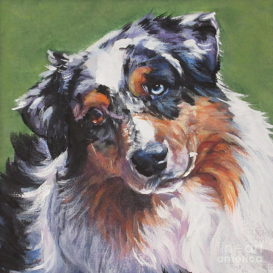 900x900 Australian Shepherd Painting By Lee Ann Shepard - Australian Shepherd Painting