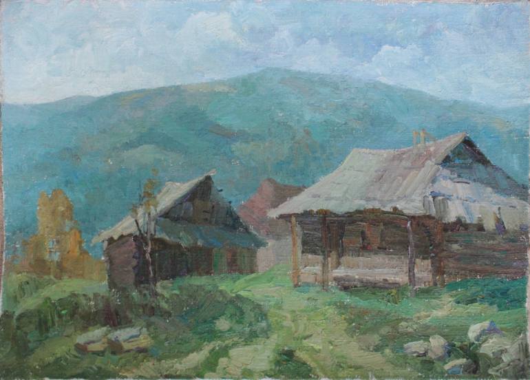 770x552 Saatchi Art Austrian Peasant Houses In Carpathian Painting By - Austrian Painting
