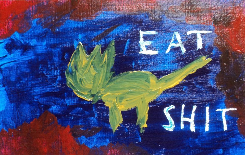 1000x634 Funny Humor Angry Acrylic Abstract Primitive Painting Folk - Autism Painting