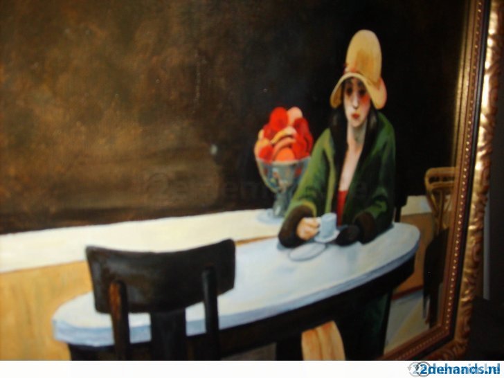 728x546 Olie Op Doek, Edward Hopper, Automat, 1927 - Automat Painting