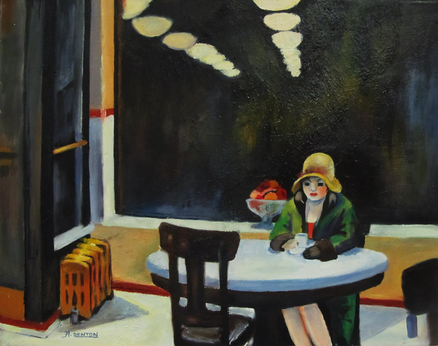 900x711 Automat, By Edward Hopper - Automat Painting