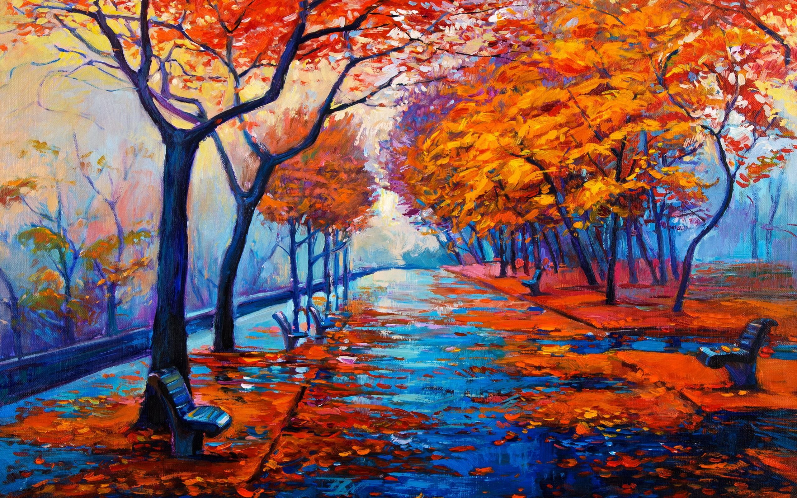 2560x1600 Autumn Forest Water Color Painting Wallpaper For Desktop Amp Mobile - Autumn Forest Painting