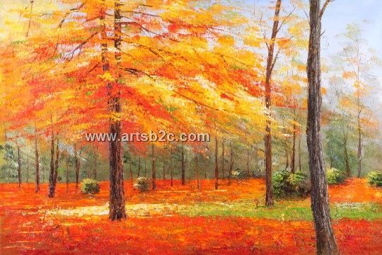 540x360 Autumn Forest Oil Painting - Autumn Forest Painting