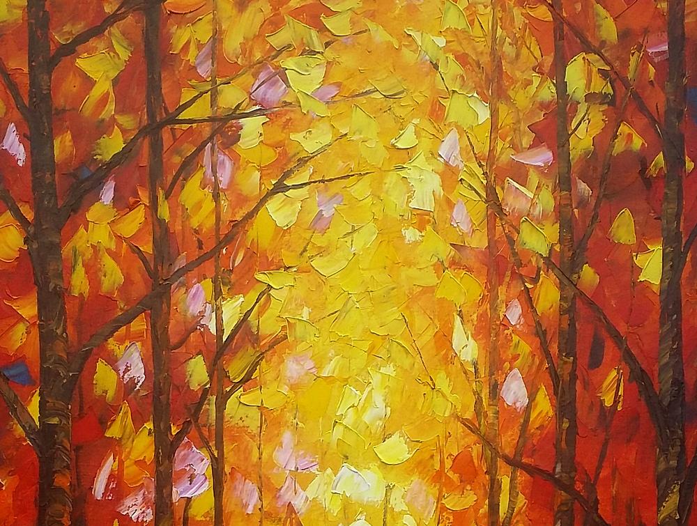 1000x755 Autumn Forest Painting, Kitchen Wall Art, Landscape Painting - Autumn Forest Painting