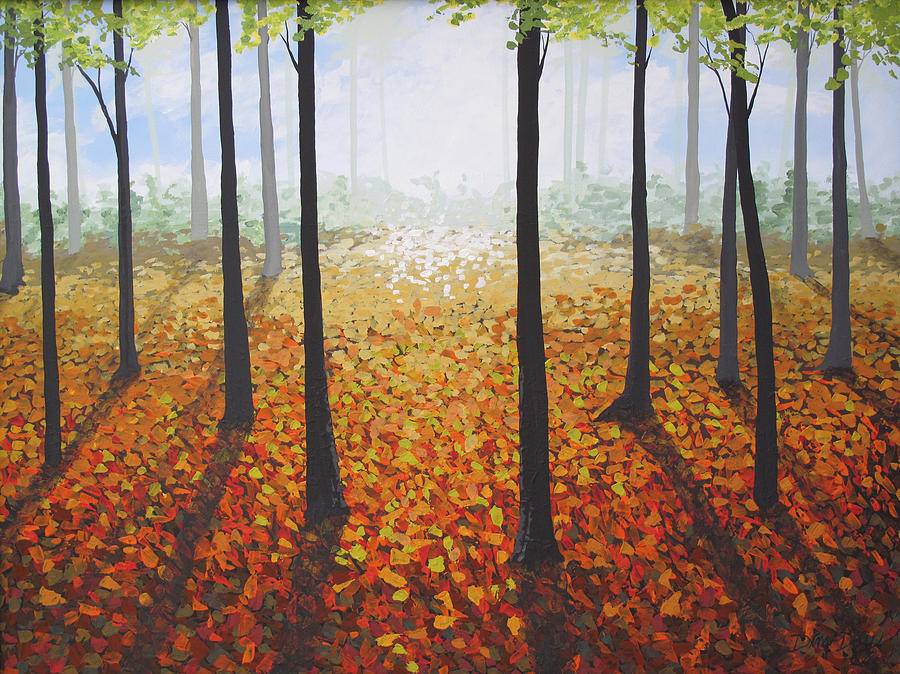 900x674 Autumn Forest Painting By Dina Day - Autumn Forest Painting