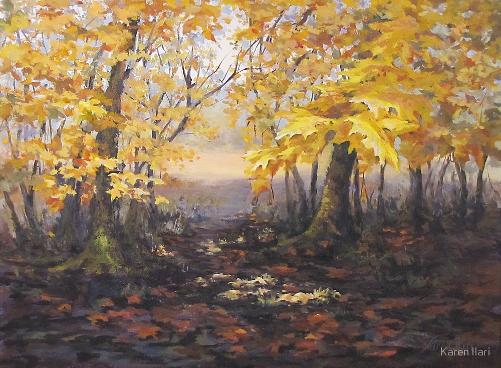 1000x734 Autumn Forest Painting By Karen Ilari Redbubble - Autumn Forest Painting