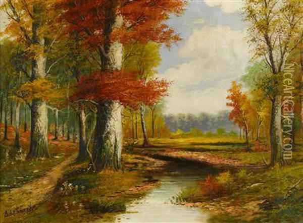 600x442 Autumn Landscape Oil Painting Reproduction By A. Lehnert - Autumn Landscape Painting