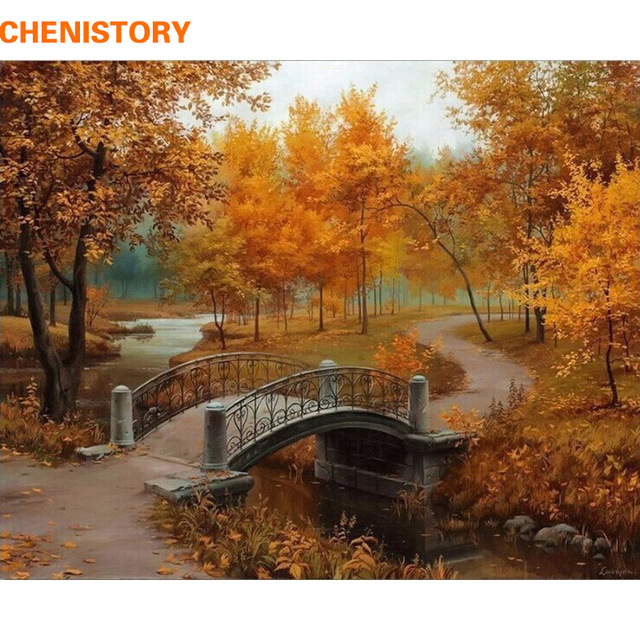 640x640 Chenistory Autumn Landscape Diy Painting By Numbers Kits Drawing - Autumn Landscape Painting