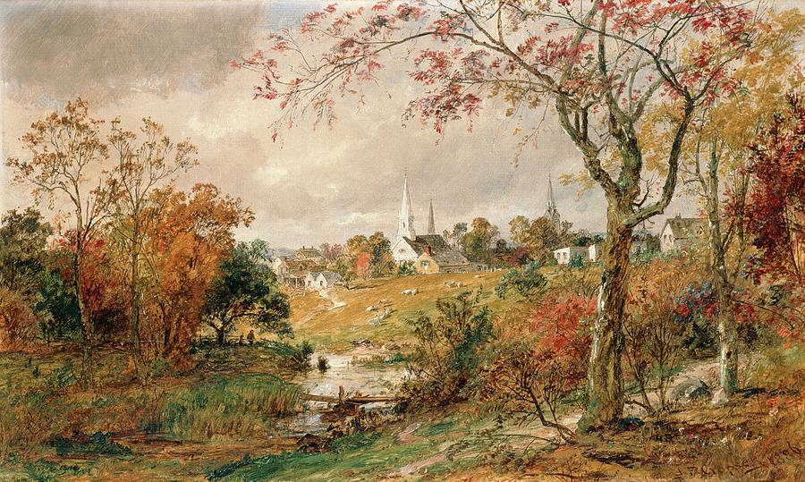 900x539 Autumn Landscape Painting By Jasper Francis Cropsey - Autumn Landscape Painting