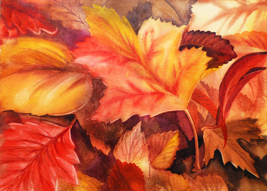 900x644 Autumn Leaves Painting By Irina Sztukowski - Autumn Leaves Painting