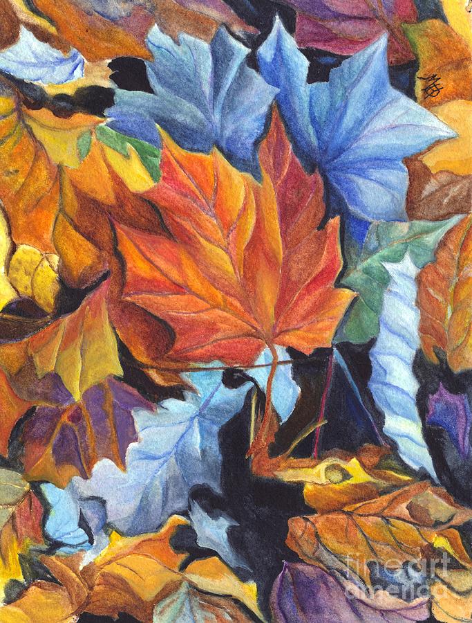683x900 Autumn Leaves Of Red And Gold Painting By Carol Wisniewski - Autumn Leaves Painting