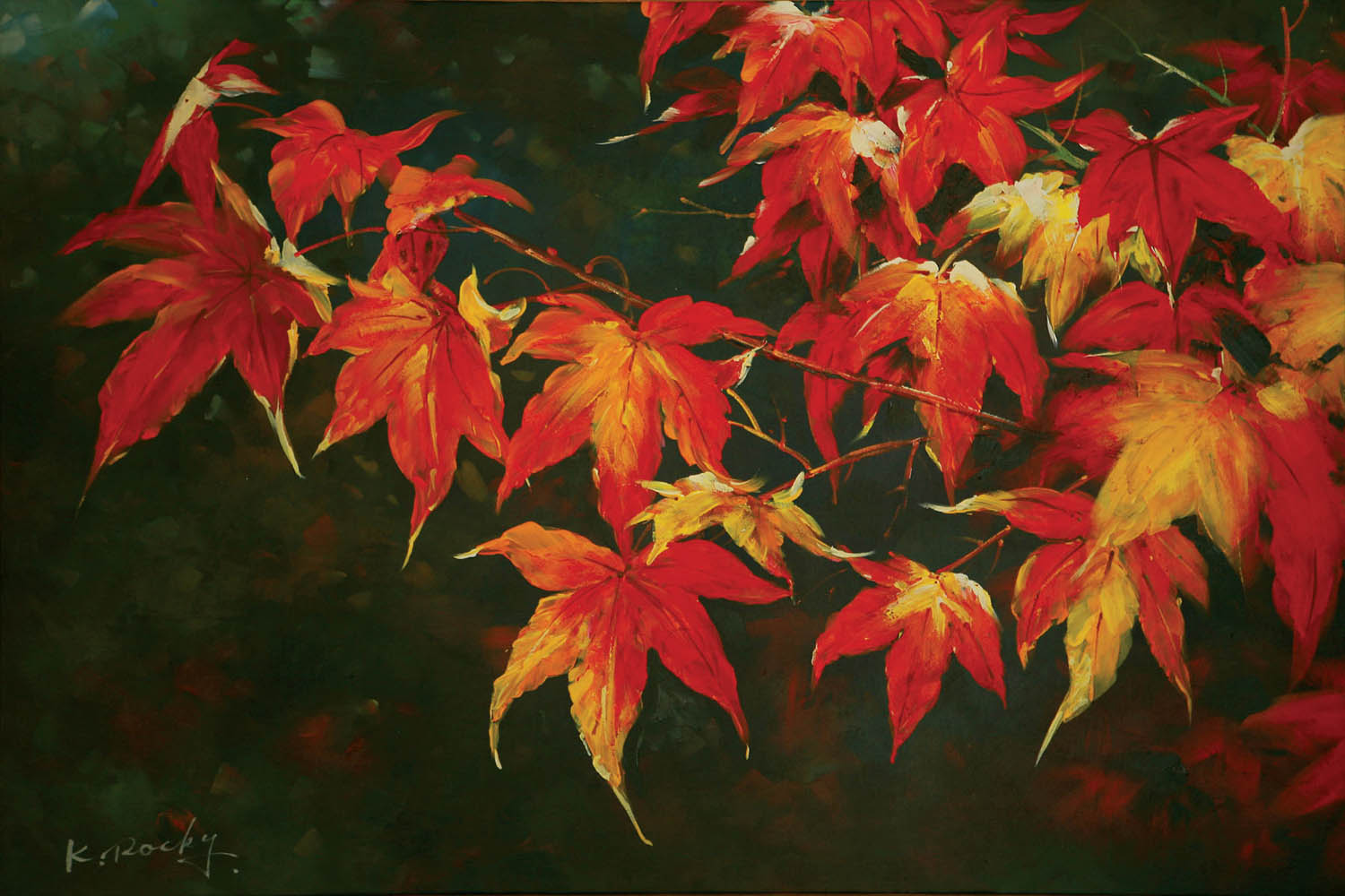 1500x1000 Autumn Leaves Oil Canvas Painting - Autumn Leaves Painting