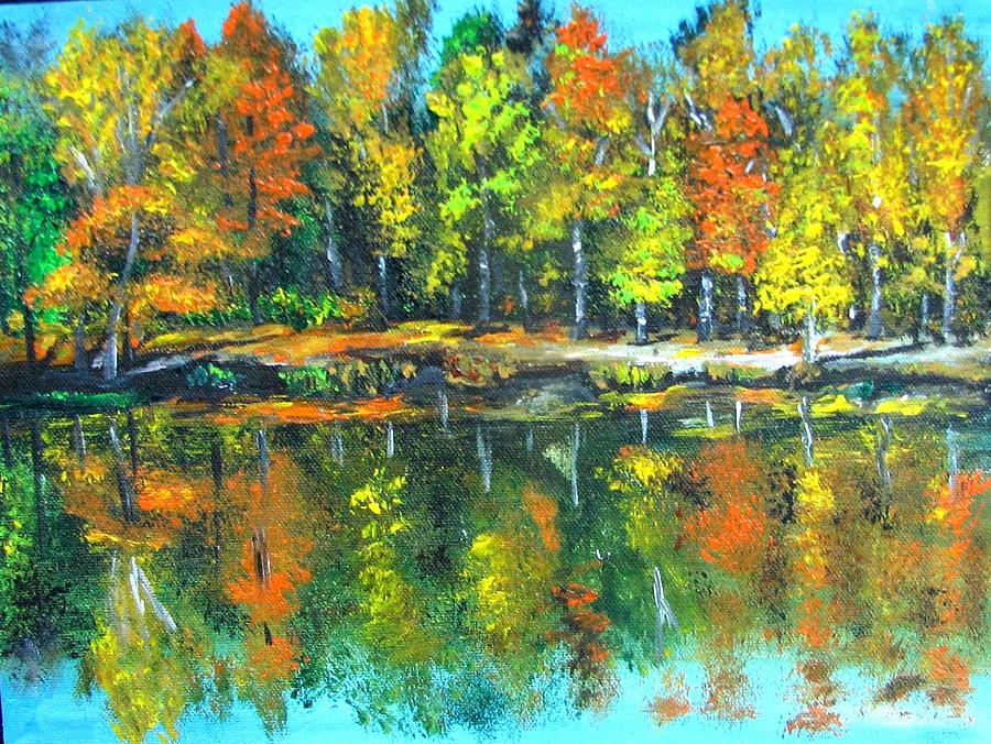 900x676 Fall Landscape Acrylic Painting Framed Painting By Natalja Picugina - Autumn Scenes To Painting