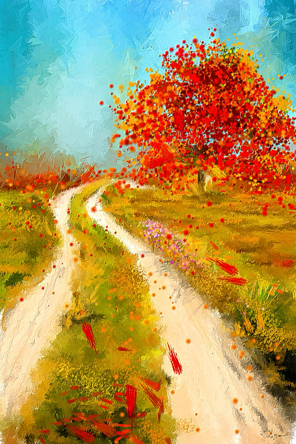 600x900 Path To Change Autumn Impressionist Painting Painting By Lourry - Autumn Scenes To Painting