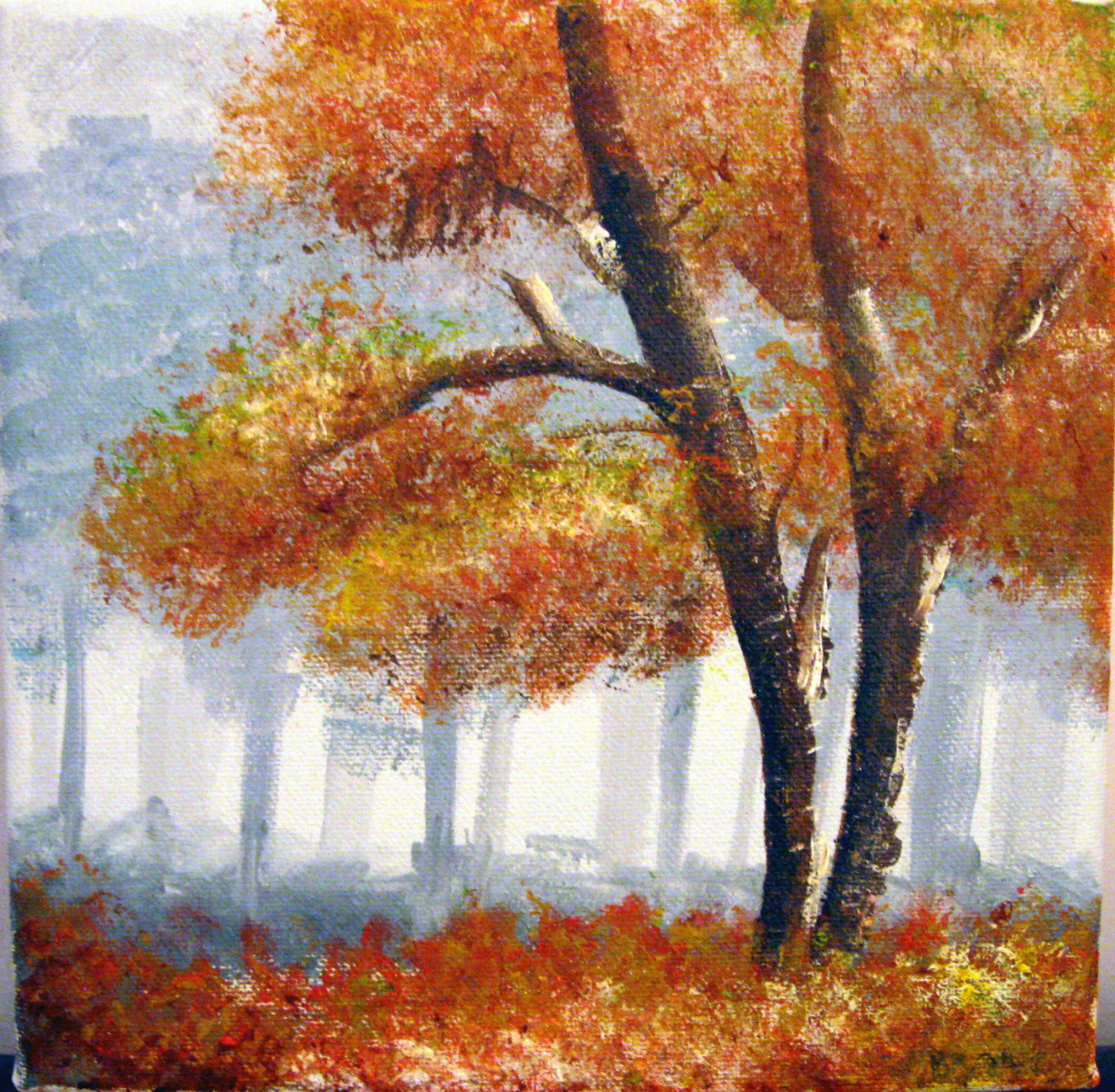 1600x1568 Autumn Trees Painting A Drawing Or Painting Art And Decorating - Autumn Tree Painting