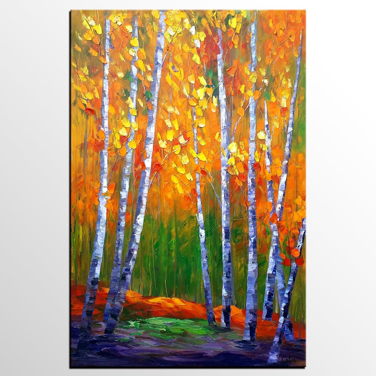 1200x1200 Original Painting, Abstract Art, Autumn Tree Painting, Landscape - Autumn Tree Painting