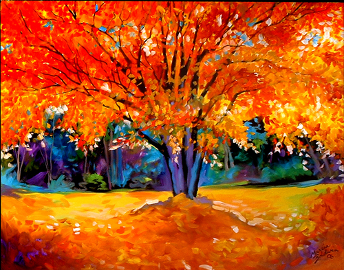 500x393 Painting Autumn Tree (Original Art By Marcia Baldwin) - Autumn Tree Painting