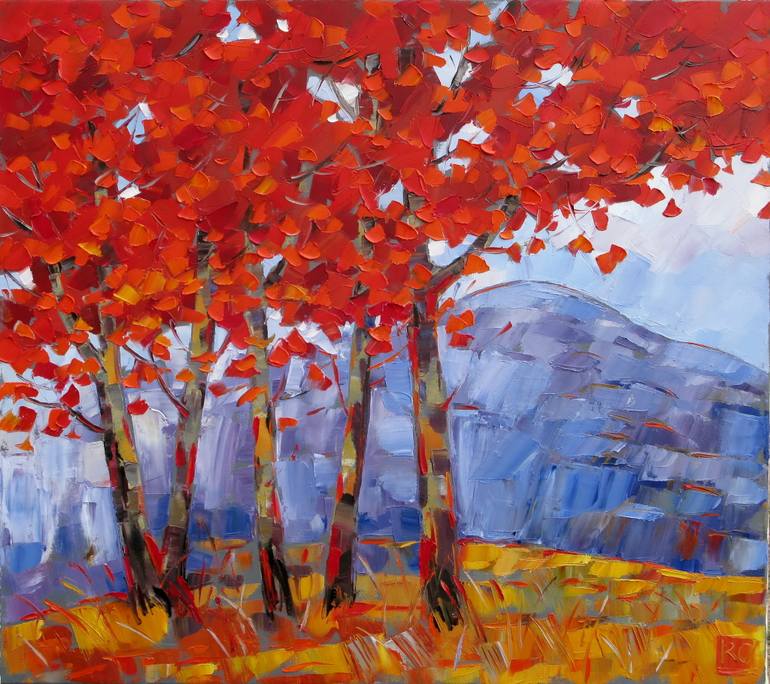 770x684 Saatchi Art Autumn Trees Painting By Oleksandr Ros - Autumn Tree Painting