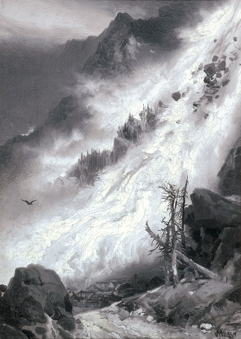 1024x1440 Art And Things Of Beauty Thomas Moran (1837 1926) - Avalanche Painting