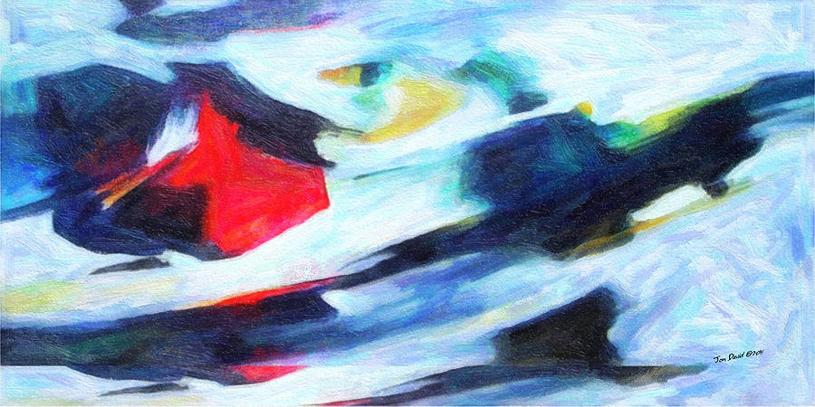 900x450 Alpine Avalanche Painting By Jon David - Avalanche Painting