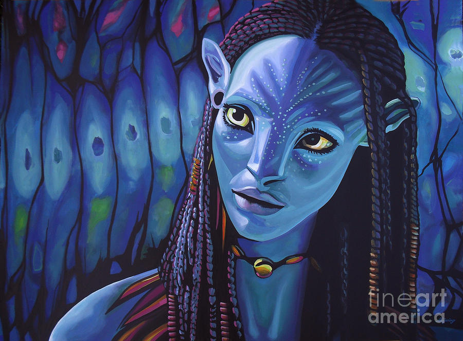 900x664 Zoe Saldana As Neytiri In Avatar Painting By Paul Meijering - Avatar Painting