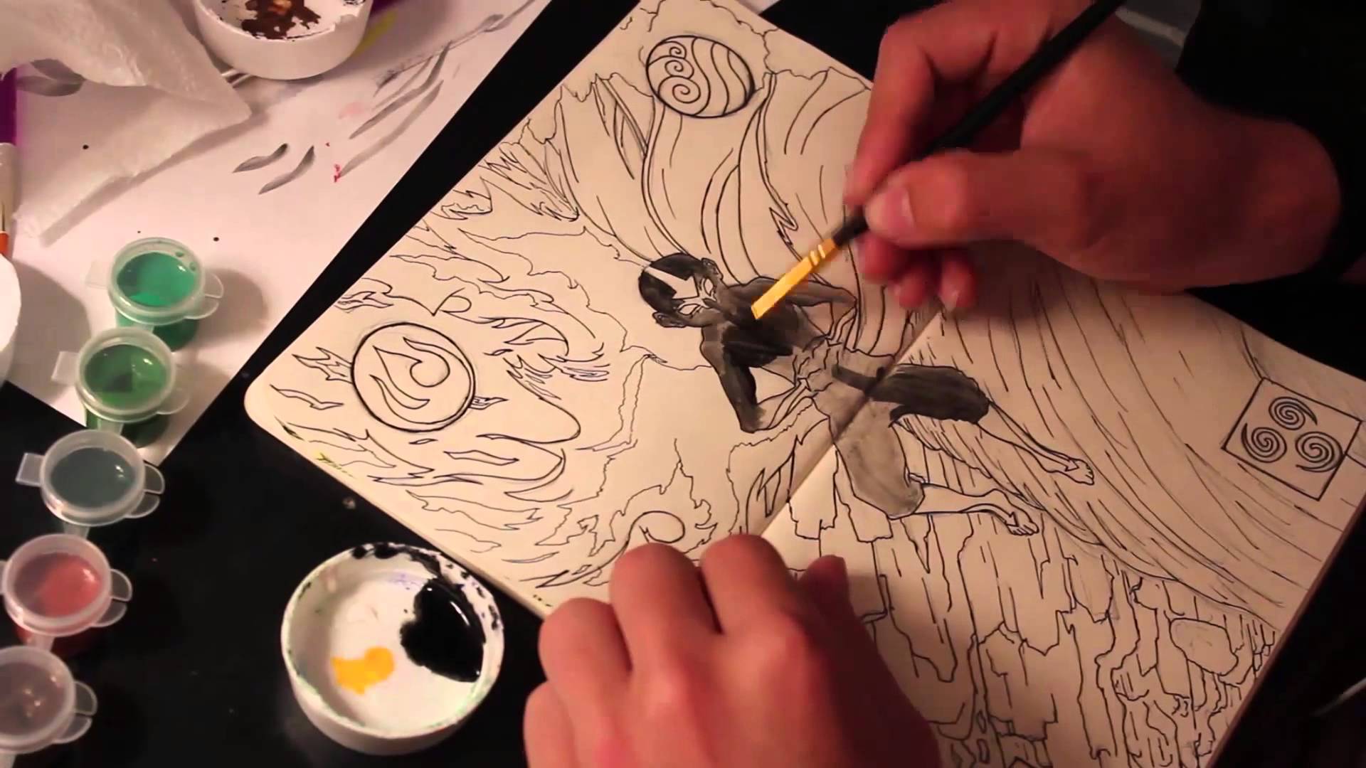 1920x1080 Avatar The Last Airbender Speed Watercolor - Avatar The Last Airbender Painting