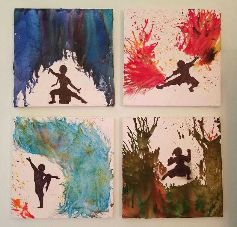 791x756 Avatar The Last Airbender Inspired Melted Crayon Canvases - Avatar The Last Airbender Painting