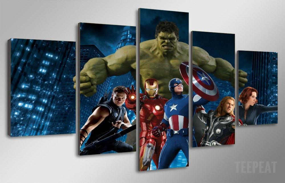 1000x644 Avengers 5 Peice Canvas - Avengers Painting