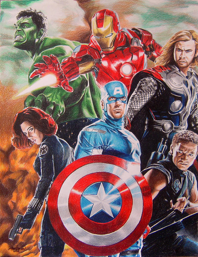 694x900 The Avengers Painting By Joseph Christensen - Avengers Painting