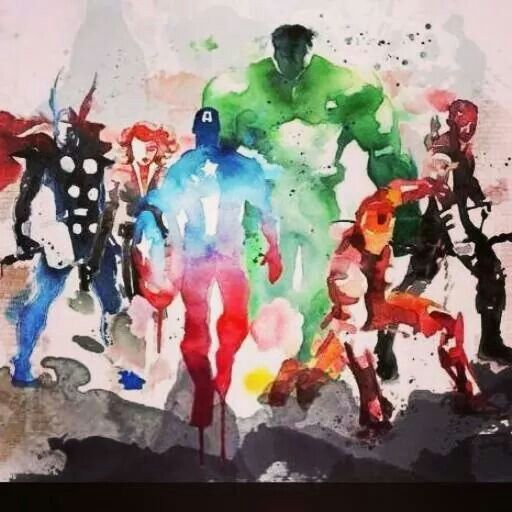 512x512 The Avengers In Water Paint. Amazing Talent. Marvel Universe - Avengers Painting