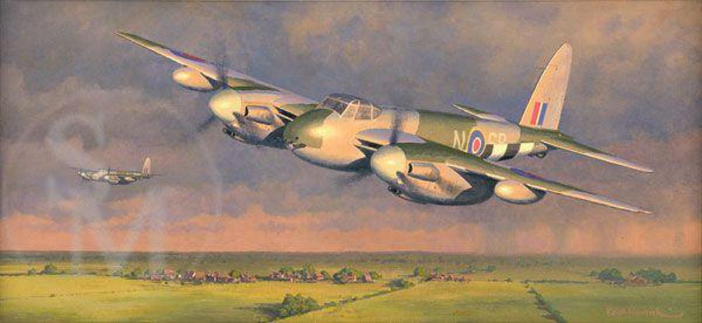 1000x460 Low Level Raiders. Mosquito Original Aviation Painting By Keith - Aviation Painting