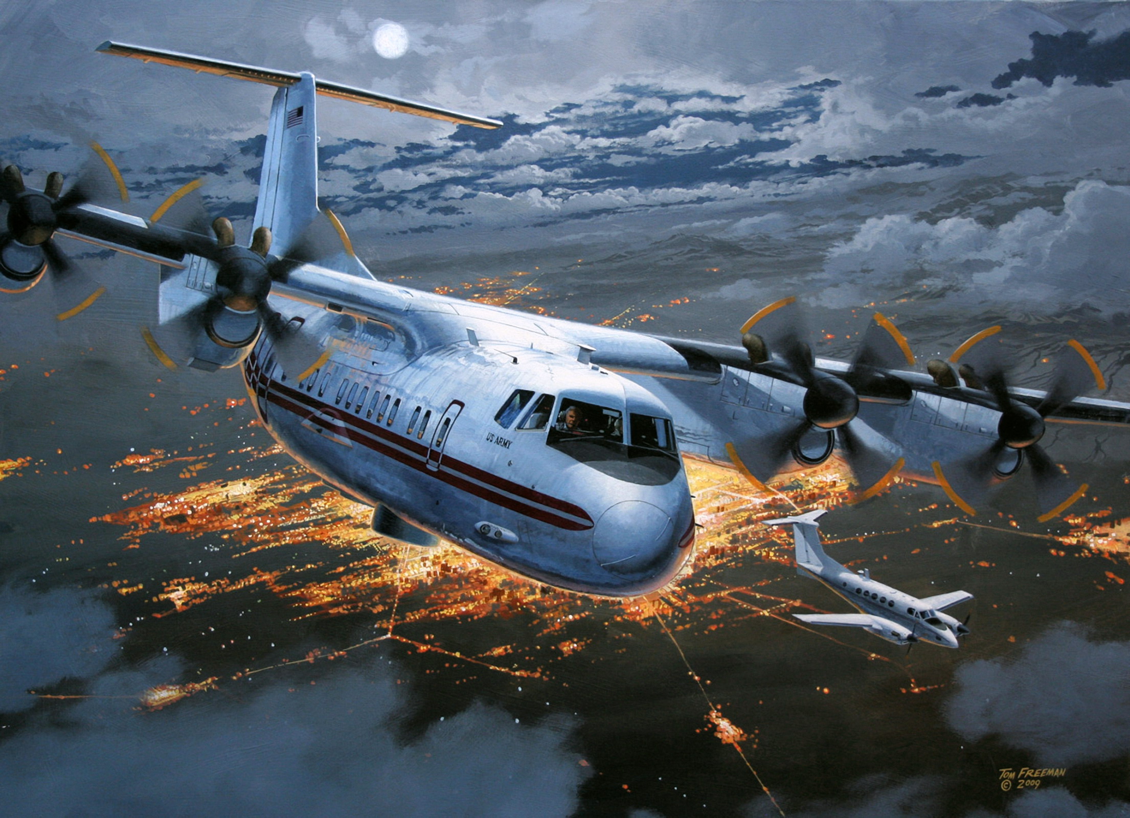 2210x1600 Pictures Airplane Night Movers Painting Art Aviation 2210x1600 - Aviation Painting