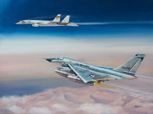300x224 Xb 70 Valkyrie B 58 Hustler Usaf Aircraft Aviation Painting Art - Aviation Painting
