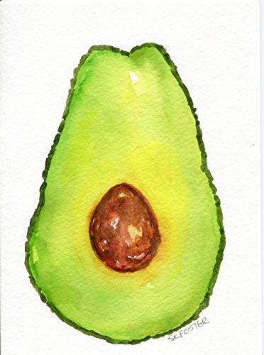 372x500 Avocado Painting, Original Watercolor Of Avocado, 5 X - Avocado Painting