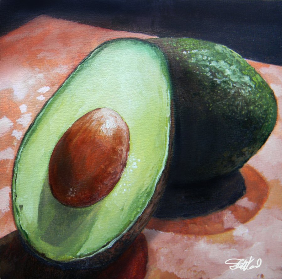 899x889 Avocado Mini Painting - Avocado Painting