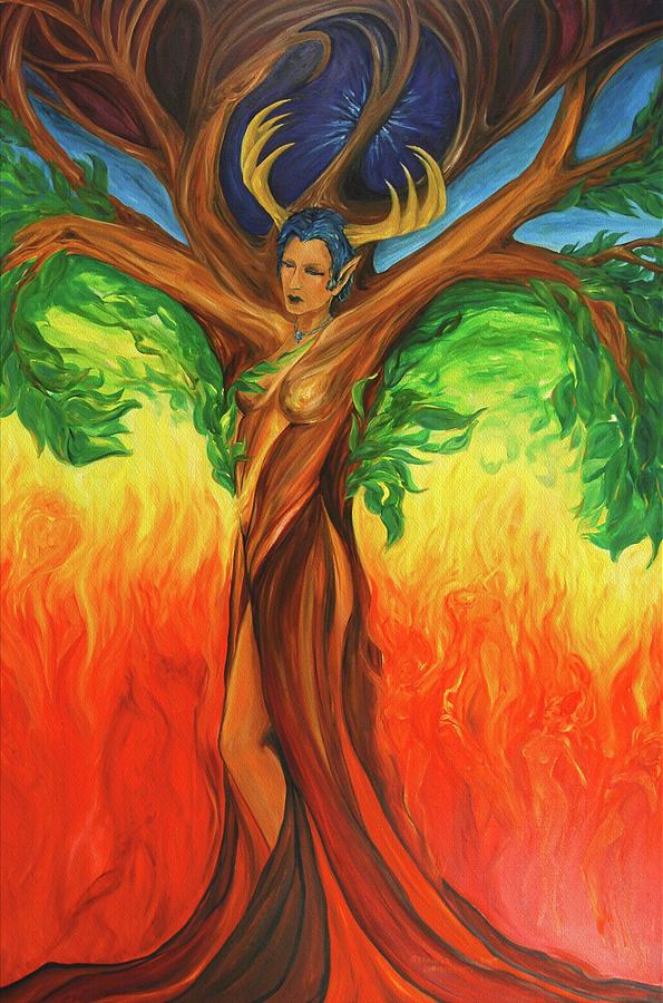 595x900 Awakening The Chakra Tree Painting By Jennifer Christenson - Awakening Painting