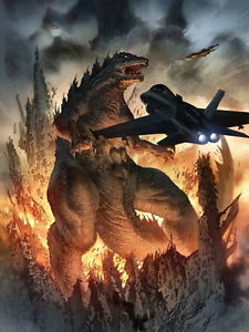 225x300 Godzilla 2014 Movie Awesome Painting Art Giant Wall Print Poster - Awesome Painting
