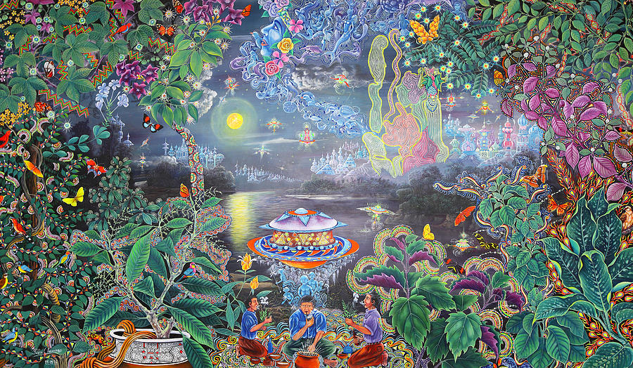 900x524 Misterio Profundo Painting By Pablo Amaringo - Ayahuasca Painting