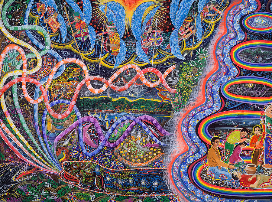 900x668 Ondas De La Ayahuasca Painting By Pablo Amaringo - Ayahuasca Painting