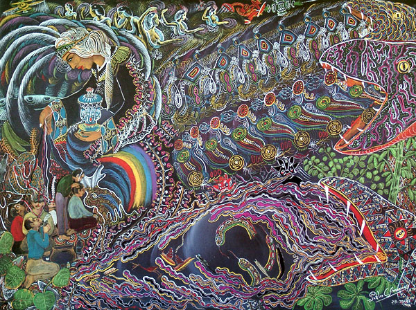 600x448 Pablo Amaringo Head Over Heels - Ayahuasca Painting