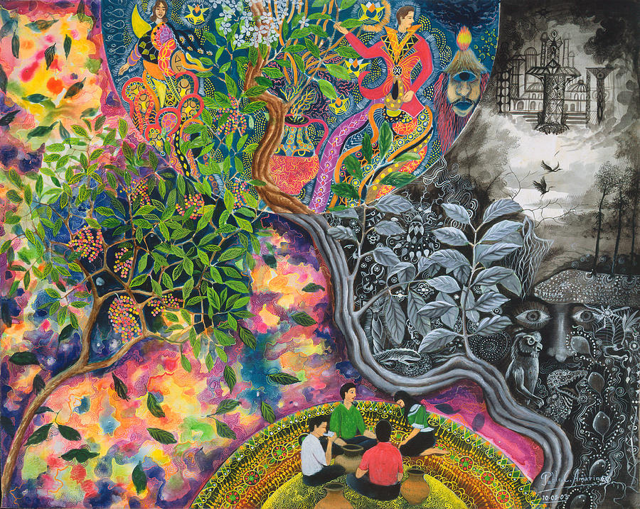 900x717 Variopinto De La Chacruna Painting By Pablo Amaringo - Ayahuasca Painting