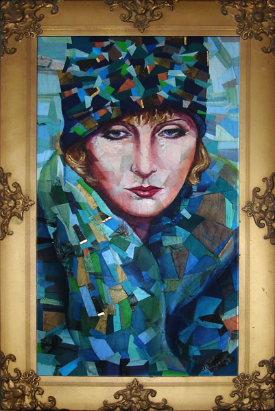 401x600 Collage Portrait Dominique Francon, Inspired By A Photo - Ayn Rand Painting